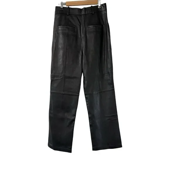 Walter Baker Luka Lamb Leather Black Wide Leg Slouchy Pants Size 4 NWT READ $750 - Picture 9 of 14